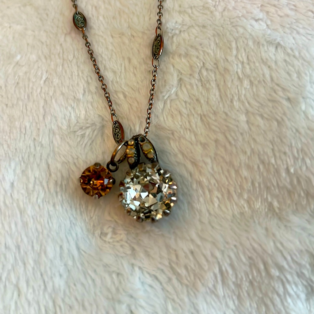 Mariana Large Rivoli Pendant With Antiqued Silver Adjustable Chain 36$
